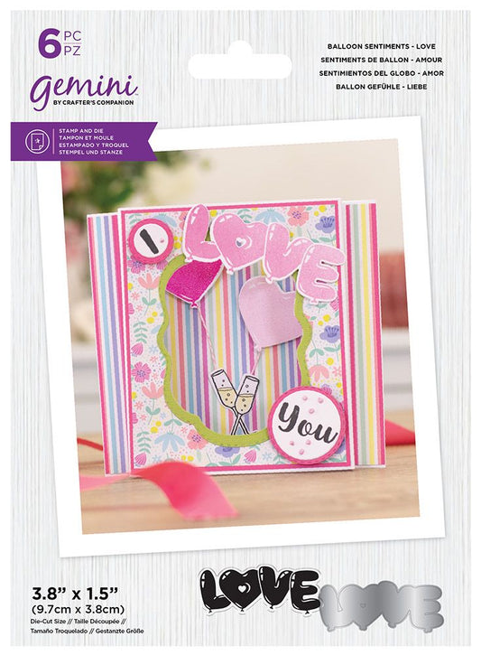 Gemini Stamp & Die Balloon Sentiments - Love