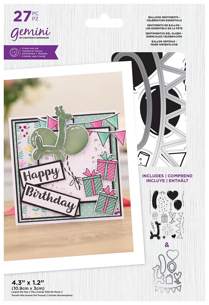 Gemini Stamp & Die Balloon Sentiments - Celebration Essentials