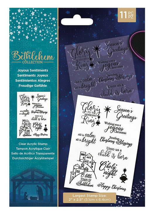 Bethlehem Collection Clear Acrylic Stamps - Joyous Sentiments