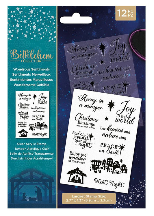 Bethlehem Collection Clear Acrylic Stamps - Wondrous Sentiments