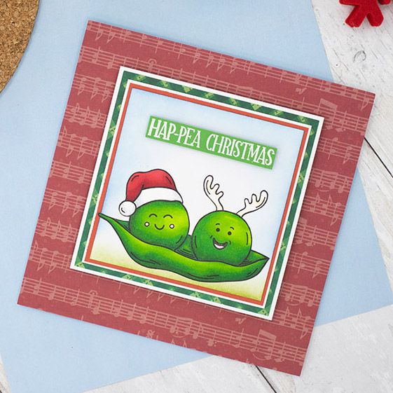 Crafters Companion Punny Christmas Photopolymer Stamp - Hap-pea Christmas
