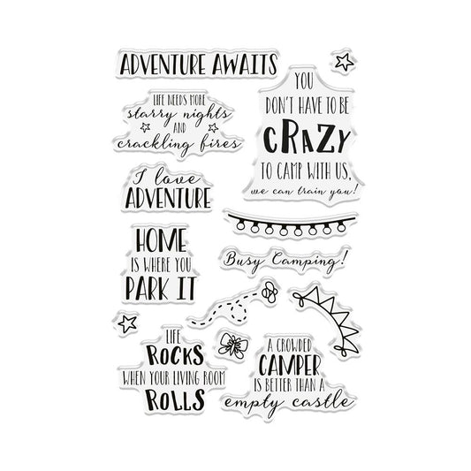 Crafters Companion - Clear Acrylic Stamps - Busy Camping Accessories