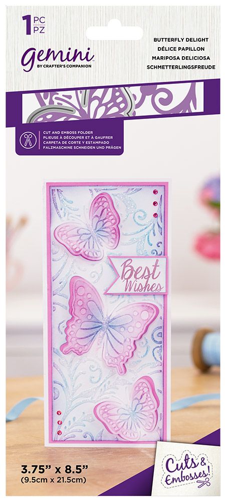 Gemini 3.75" x 8.5" Cut and Emboss Folder - Butterfly Delight