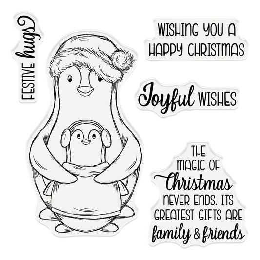 Crafters Companion Clear Acrylic 4 x 4" Stamp Set - Festive Hugs