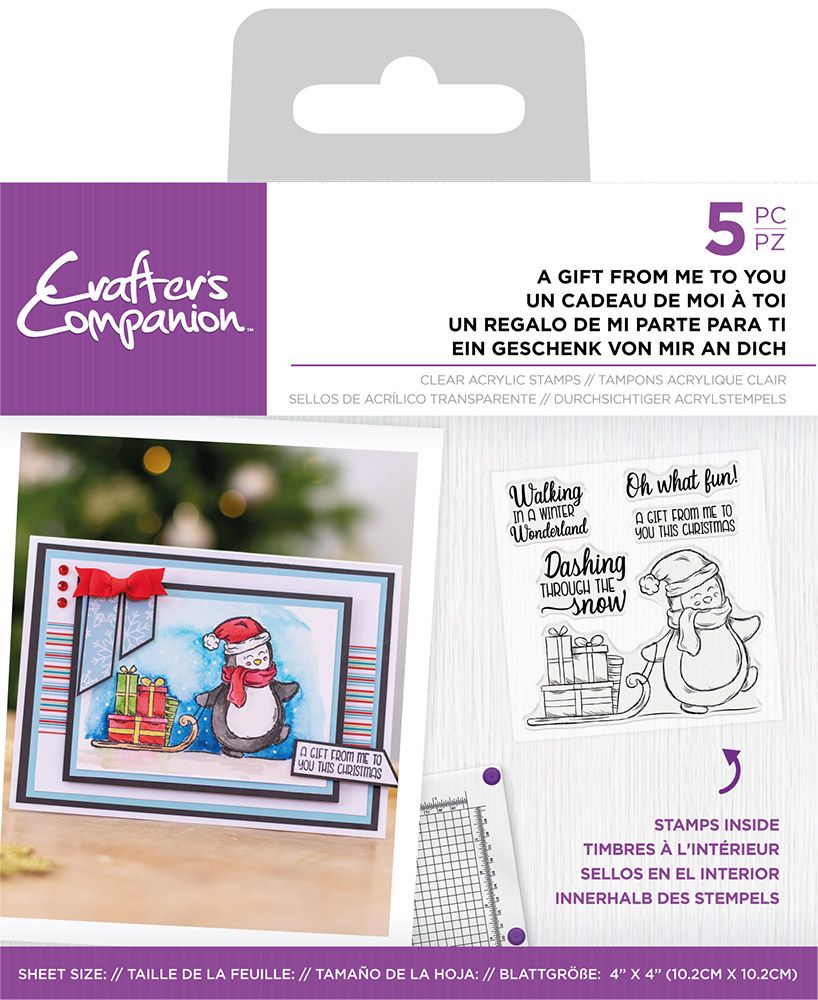 Crafters Companion Clear Acrylic 4 x 4" Stamp Set - A Gift from Me to You