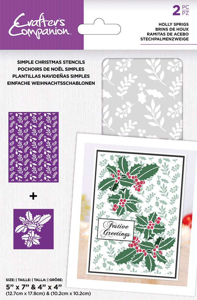 Crafters Companion Stencil - Holly Sprigs