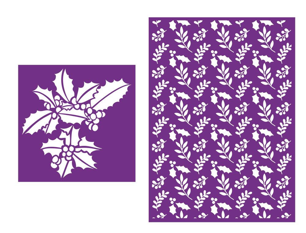 Crafters Companion Stencil - Holly Sprigs