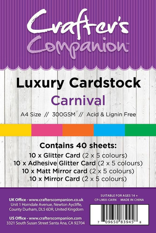 Crafters Companion A4 Luxury Cardstock Pack - Carnival