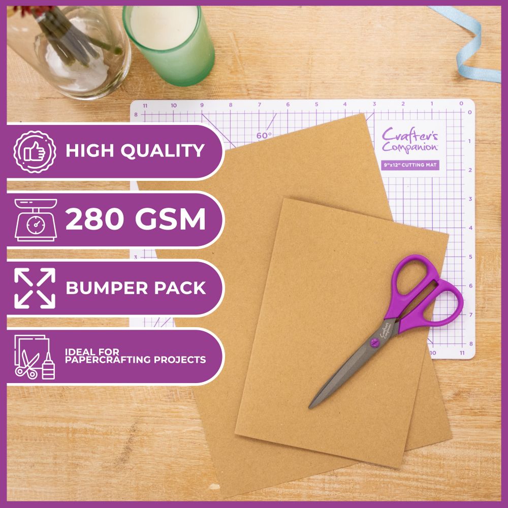 Crafters Companion Kraft Cardstock A4 - Pack of 50