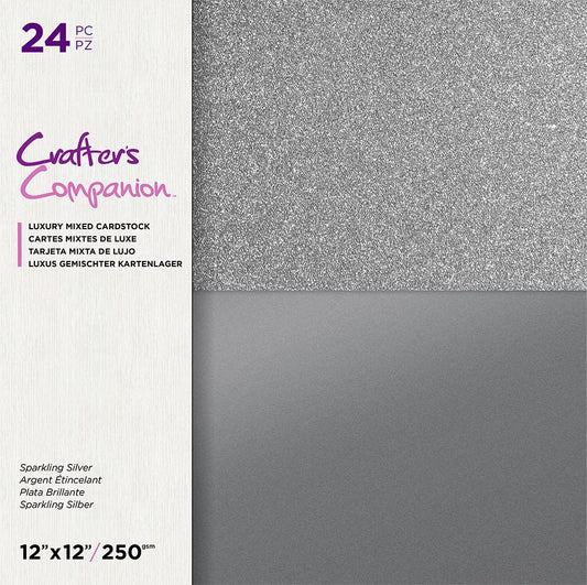 Crafters Companion 12" Mixed Cardstock Pad - Sparkling Silver