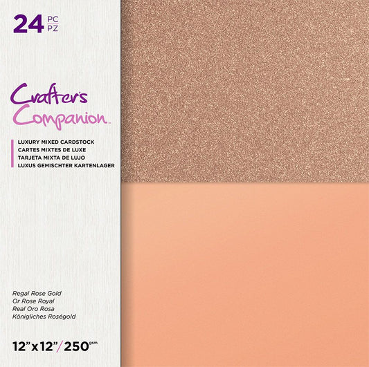 Crafters Companion 12" Mixed Cardstock Pad - Regal Rose Gold