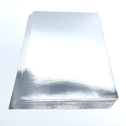 Paper Dienamics A4 Metallic Bright Silver card - 10 Sheets