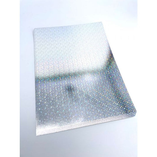 Paper Dienamics A4 Holographic Card - Silver Hearts x 10 Sheets