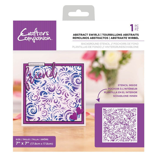 Crafters Companion Stencil 7 x 7" - Abstract Swirls
