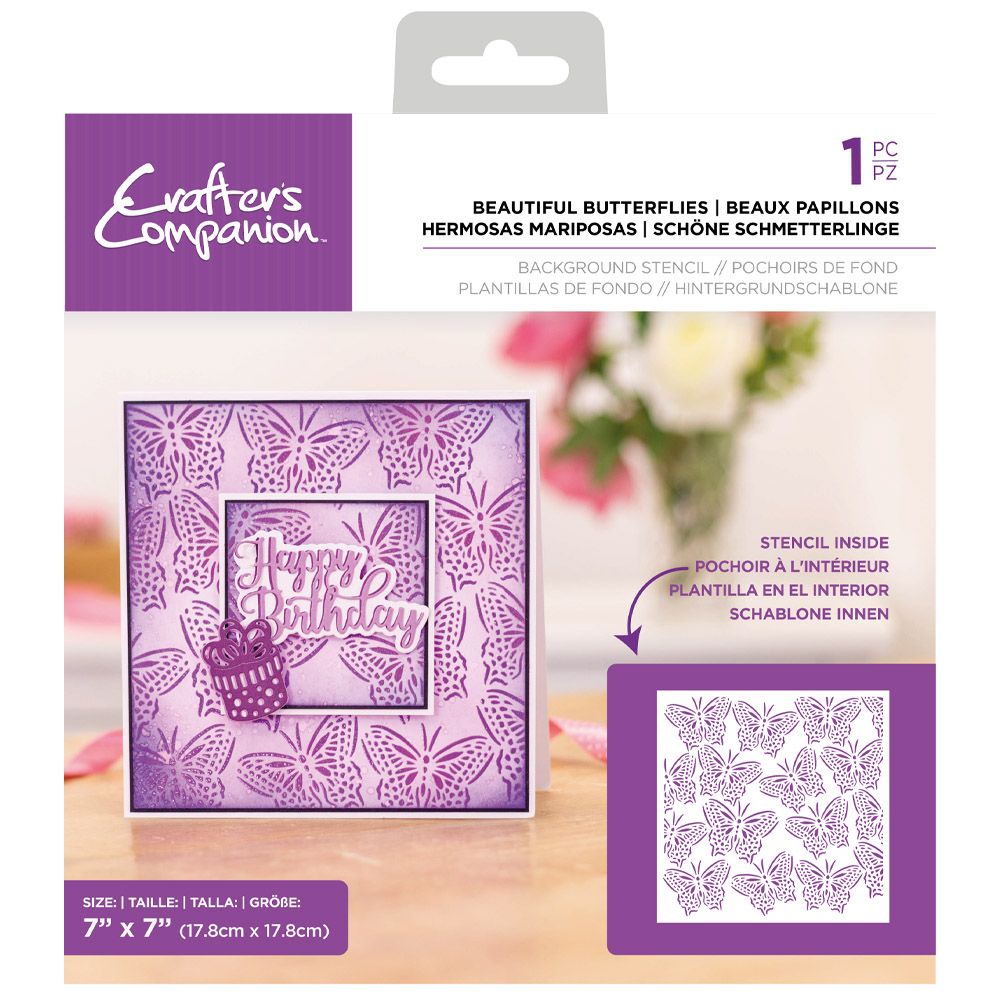 Crafters Companion Stencil 7 x 7" - Beautiful Butterflies