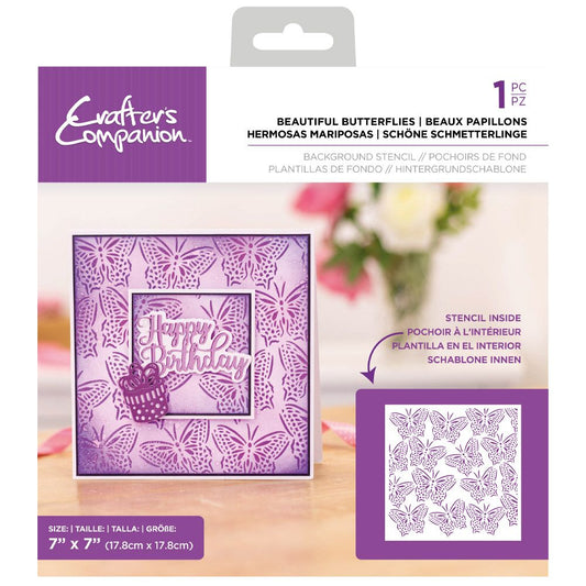 Crafters Companion Stencil 7 x 7" - Beautiful Butterflies