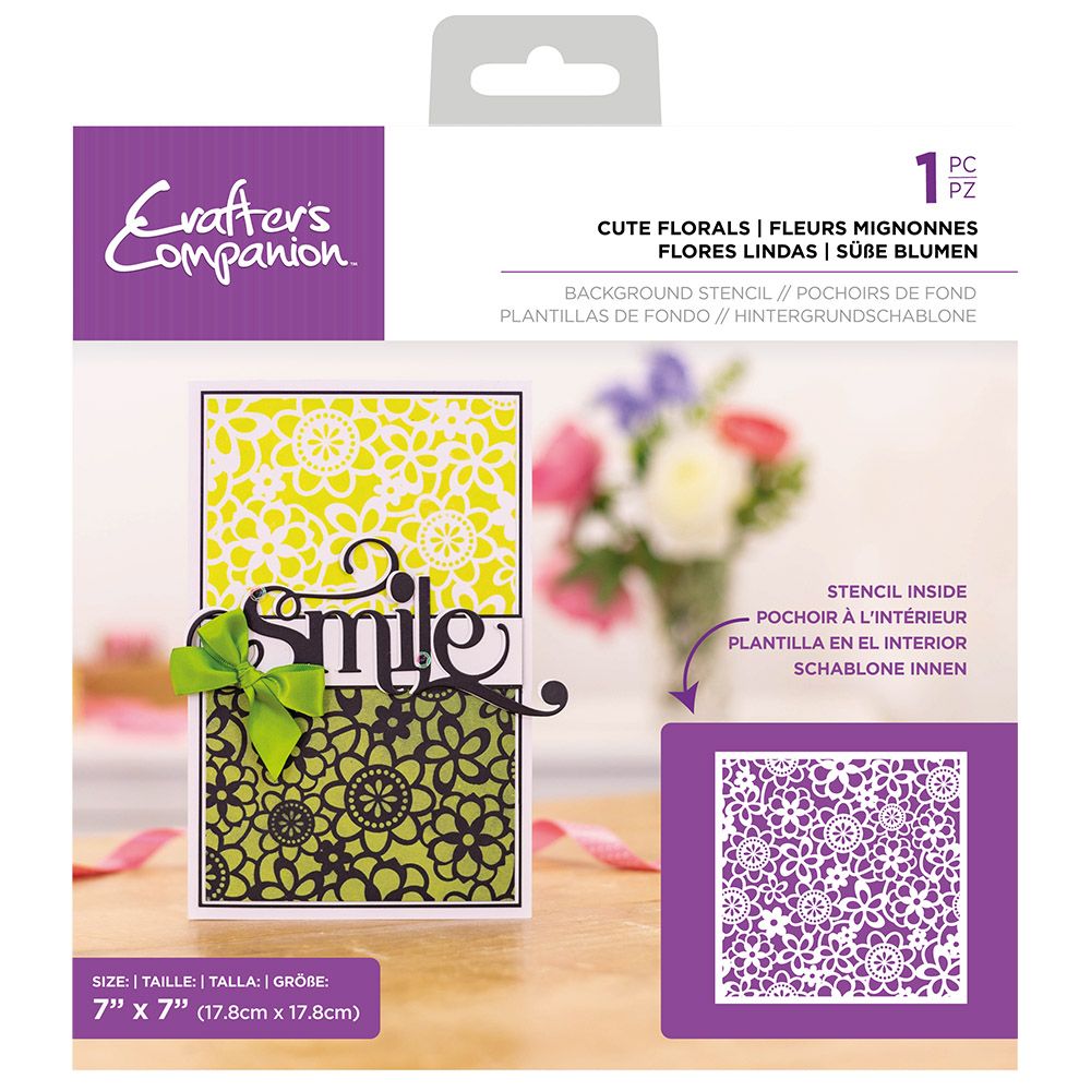 Crafters Companion Stencil 7 x 7" - Cute Florals