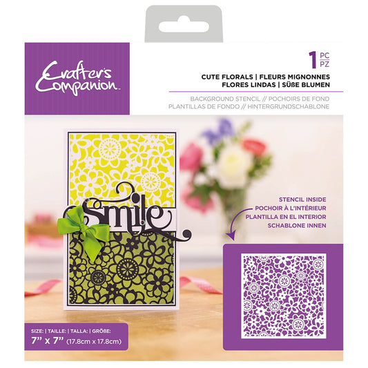 Crafters Companion Stencil 7 x 7" - Cute Florals