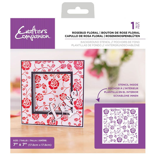 Crafters Companion Stencil 7 x 7" - Rosebud Floral