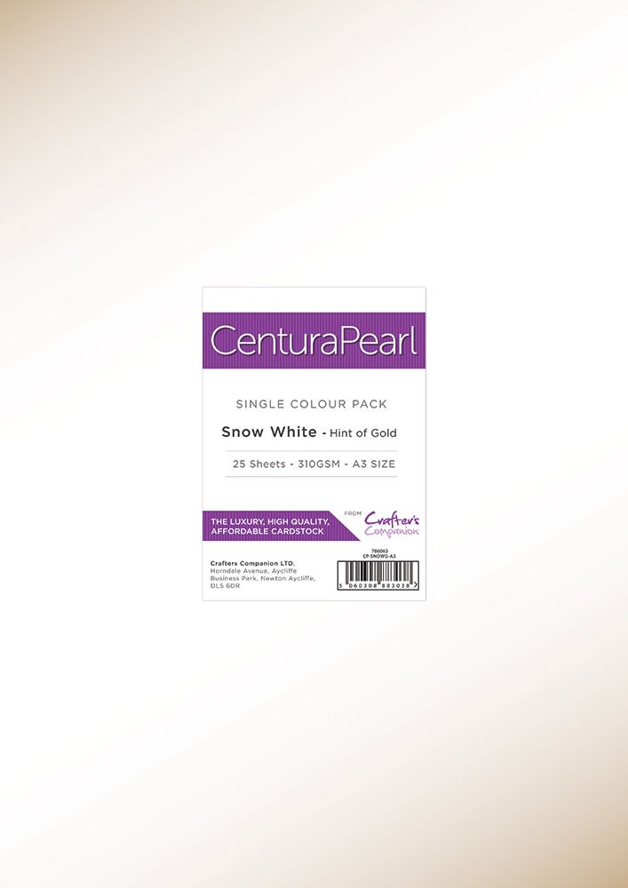 Crafters Companion Centura Pearl Snow White Gold A3 Printable Card Pack - 25 Sheets