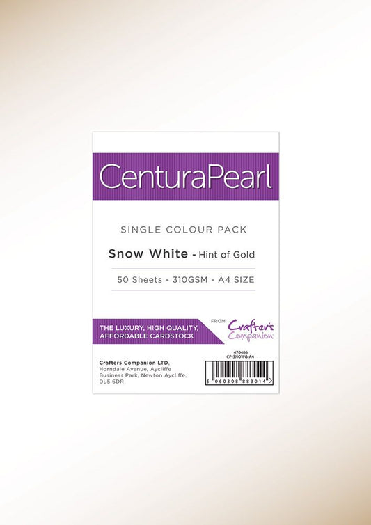 Crafters Companion Centura Pearl Snow White Gold A4 Printable Card Pack - 50 Sheets