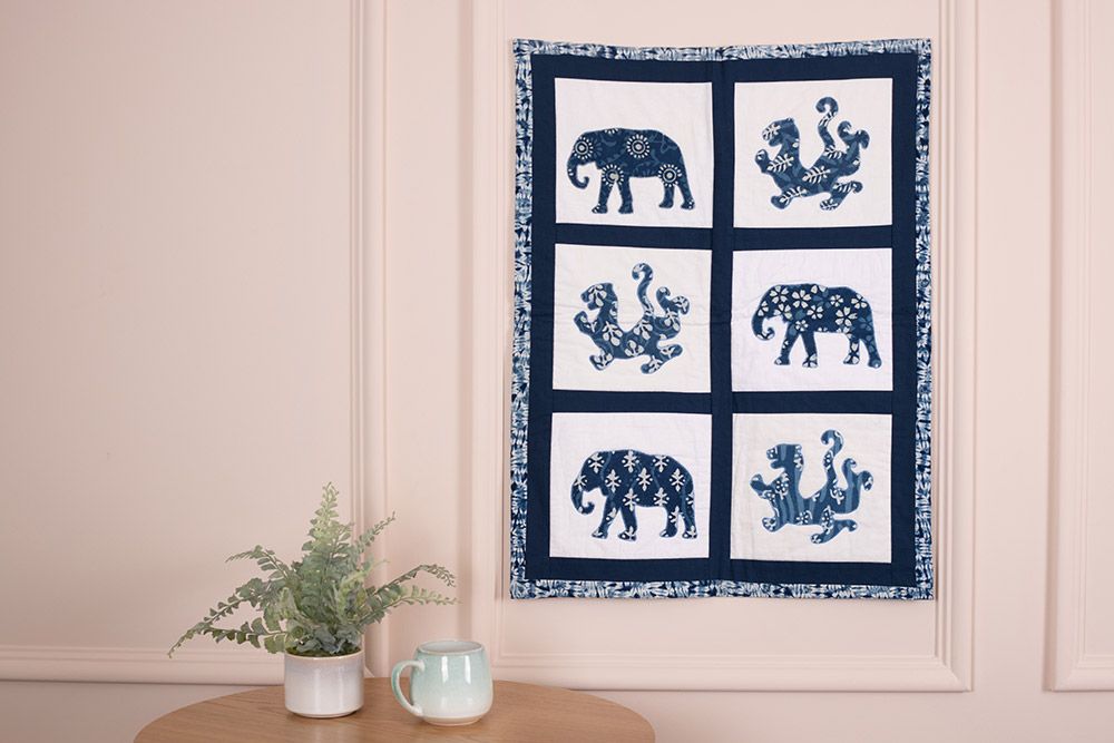 Changs Fabric Elephants and Tigers Wall Hanging Kit