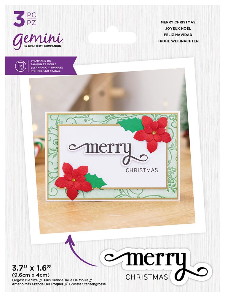 Gemini Christmas Fancy Sentiments Stamp and Die - Merry Christmas