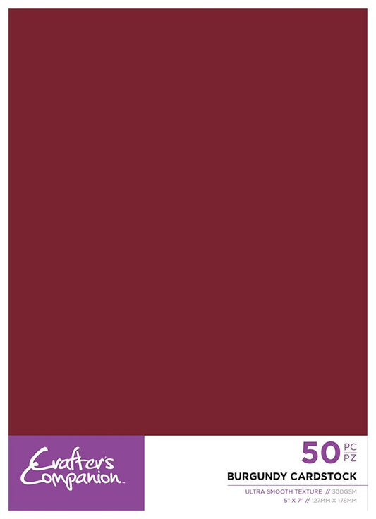 Crafters Companion - Cardstock - Burgundy - 5"x7" - 50pcs