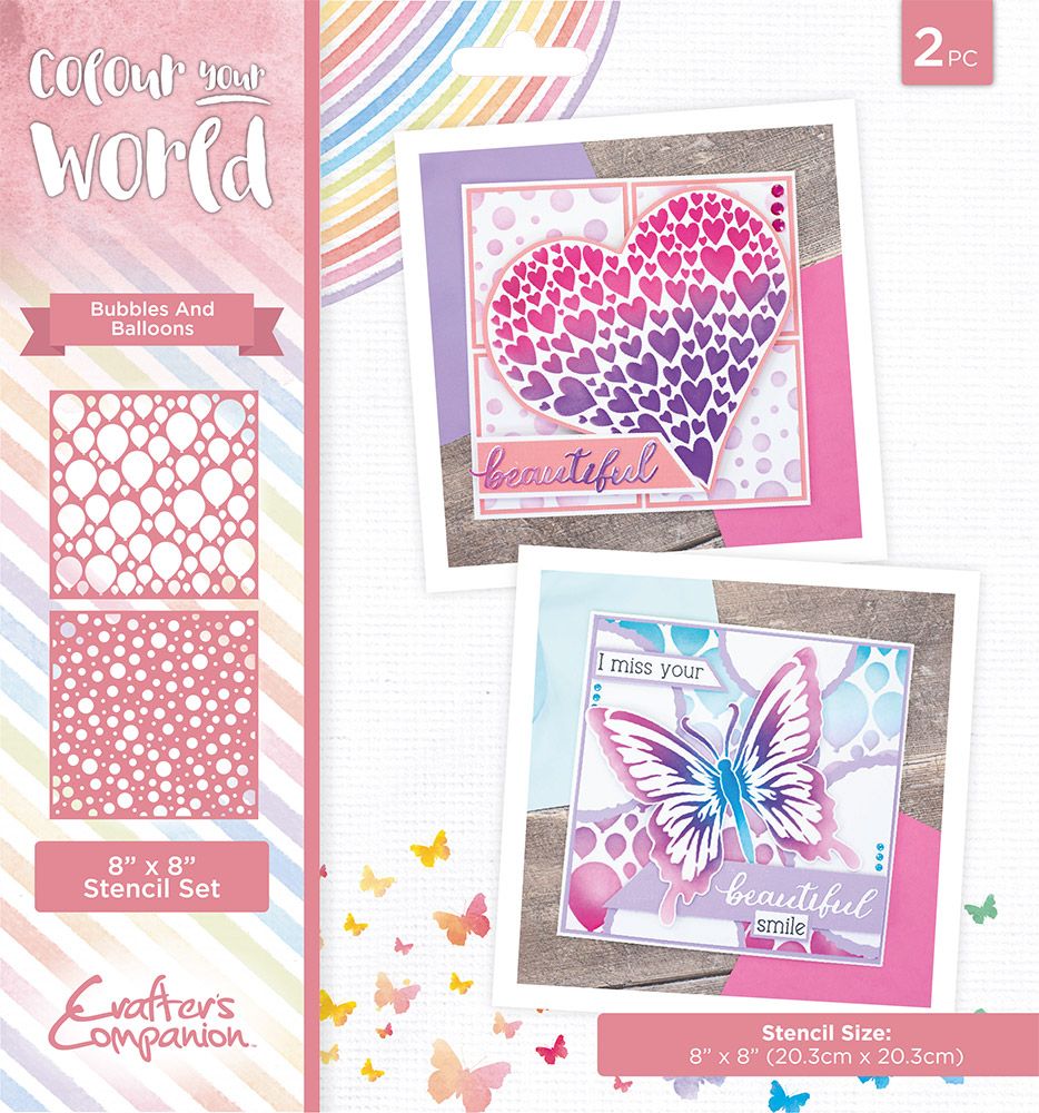 Colour Your World 8x8" Stencil Set - Bubbles and Balloons