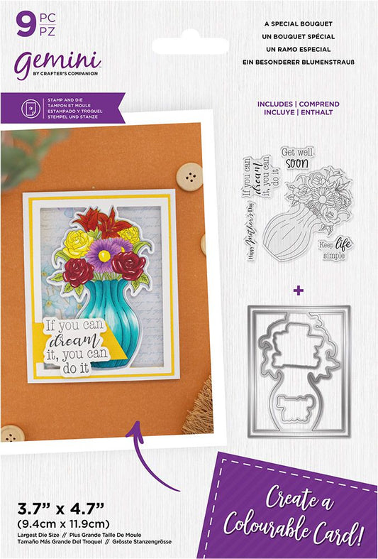 Gemini Colourable Create a Card Stamp & Die - A Special Bouquet