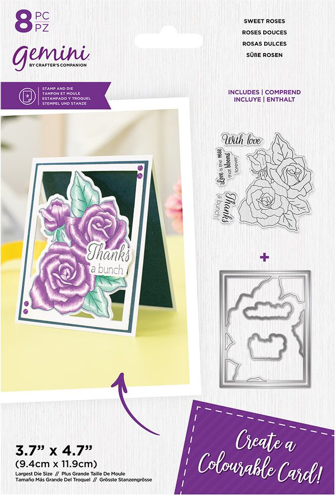 Gemini Colourable Create a Card Stamp & Die - Sweet Roses