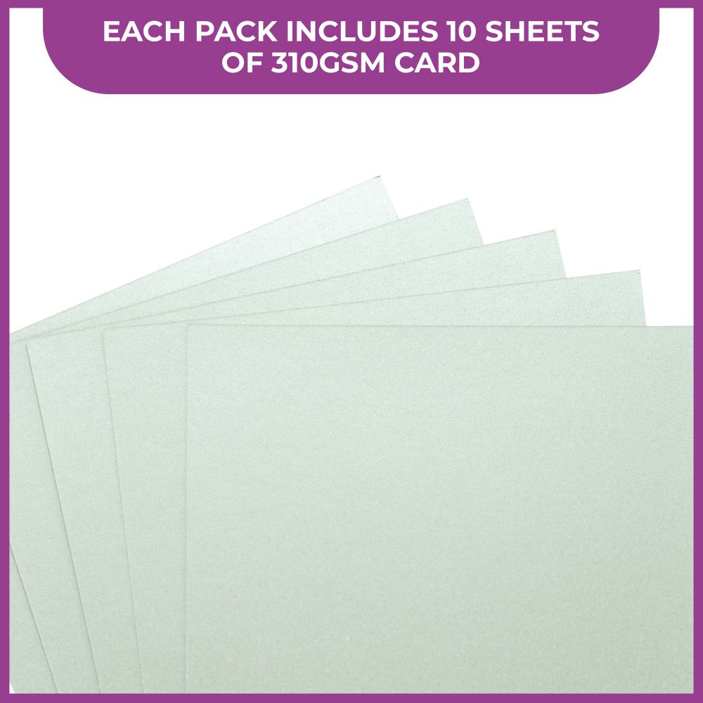 Crafters Companion Centura Pearl Metallic A4 Single Colour 10 Sheet Pack - Silver