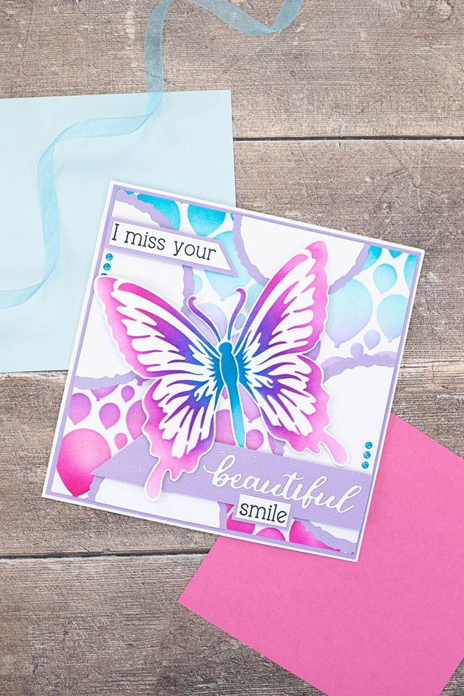 Colour Your World 6x6" Stencil Set - Butterflies and Hearts