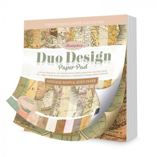 Hunkydory - Duo Design Paper Pad - Vintage Maps & Aged Paper