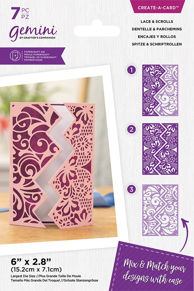 Gemini Decorative Gatefold Create-a-Card Die - Lace and Scrolls