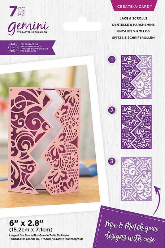 Gemini Decorative Gatefold Create-a-Card Die - Lace and Scrolls