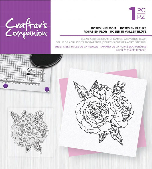 Crafters Companion Clear Acrylic Stamp - Roses in Bloom