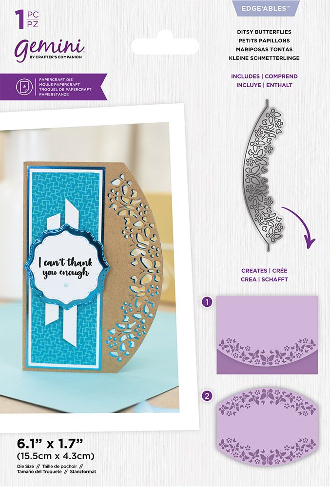 Gemini Curved Border Edgeable Die - Ditsy Butterflies