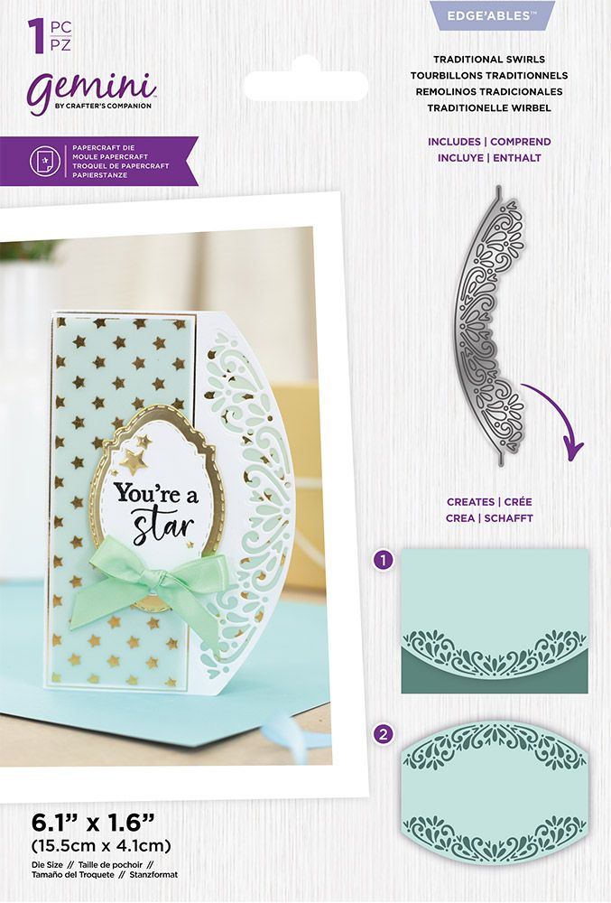 Gemini Curved Border Edgeable Die - Traditional Swirls