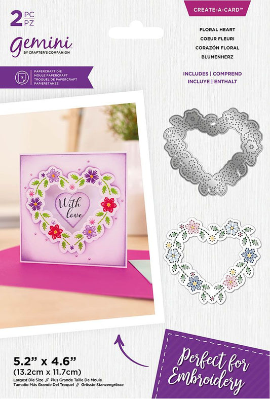 Gemini Embroidery Frame Create-a-Card Die - Floral Heart