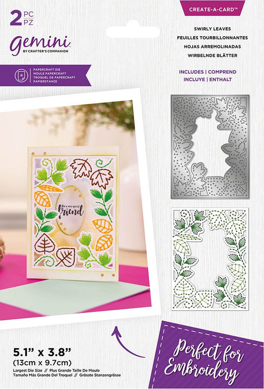 Gemini Embroidery Frame Create-a-Card Die - Swirly Leaves
