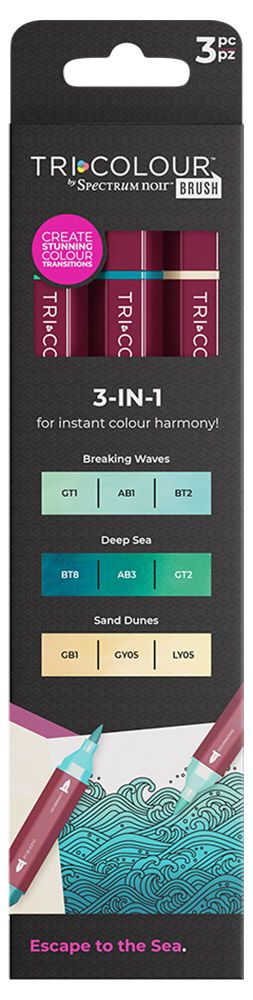 Spectrum Noir TriColour Brush 3 Piece - Escape to the Sea