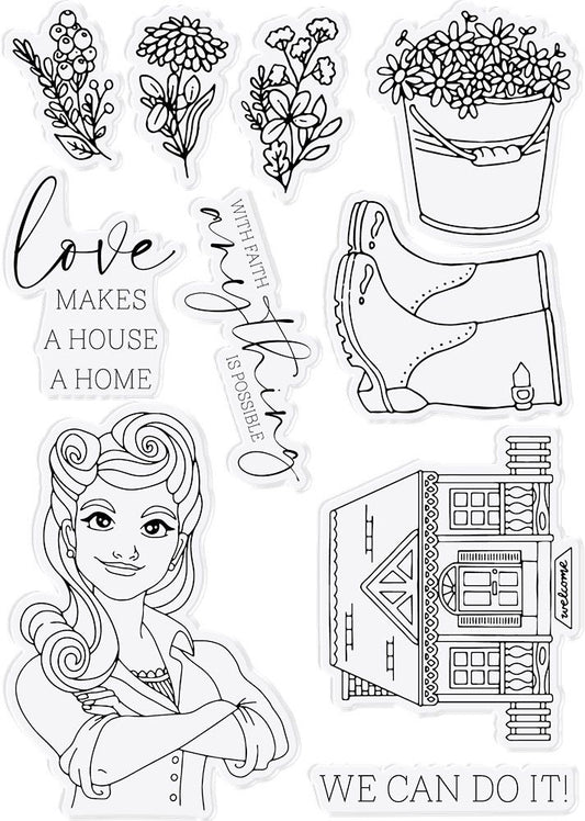 Natures Garden Farmhouse Clear Acrylic Stamp - We Can Do It