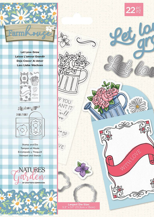 Natures Garden Farmhouse Stamp & Die - Let Love Grow