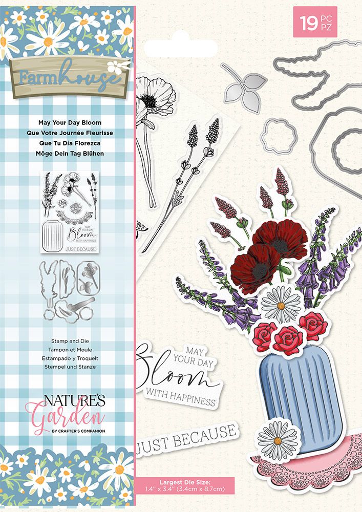 Natures Garden Farmhouse Stamp & Die - May Your Day Bloom