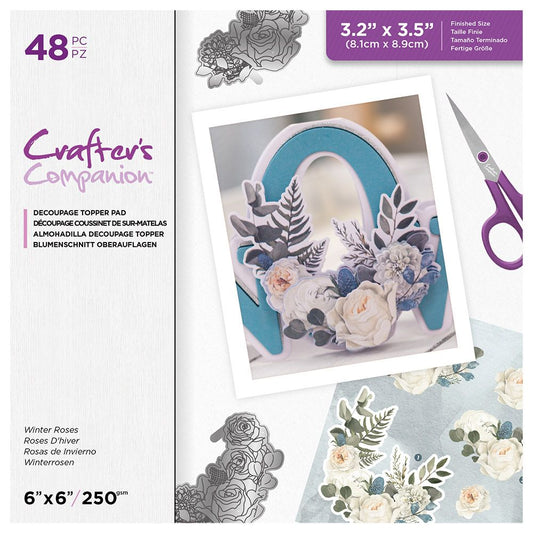 Crafters Companion Winter Floral 6 x 6" Decoupage Topper Pad - Winter Roses