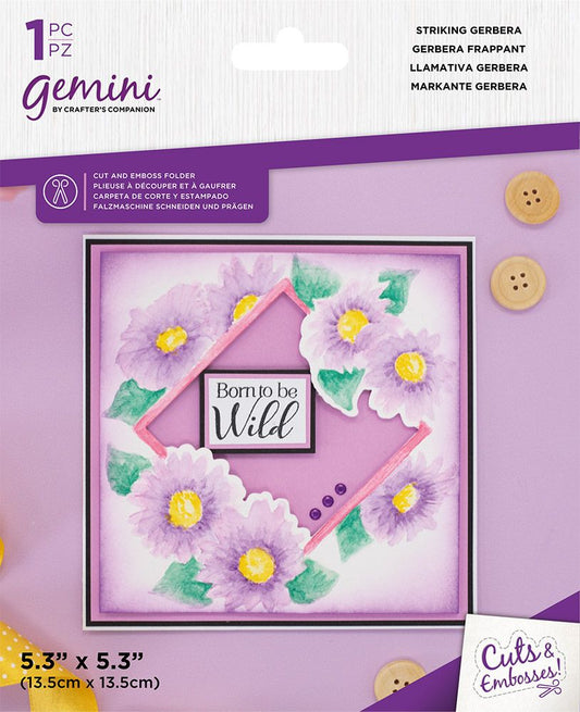 Gemini 5" x 5" Floral Frame Cut and Emboss Folder - Striking Gerbera