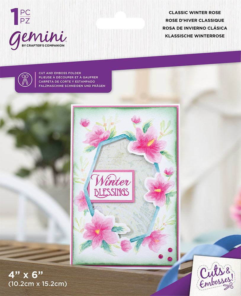 Gemini 4" x 6" Floral Frame Cut and Emboss Folder - Classic Winter Rose
