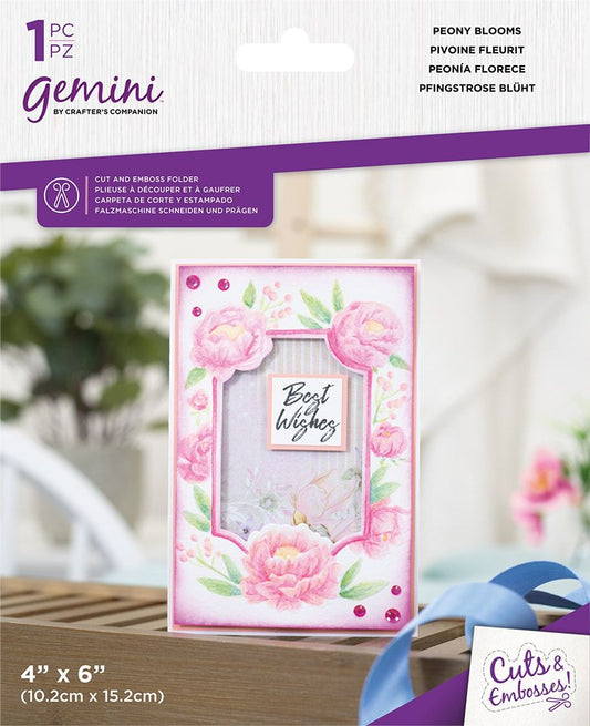 Gemini 4" x 6" Floral Frame Cut and Emboss Folder - Peony Blooms