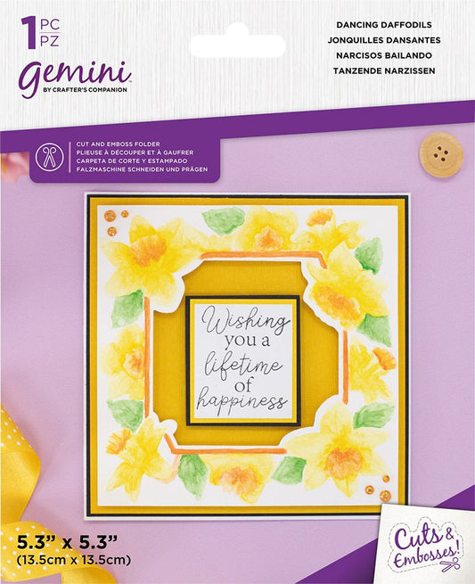 Gemini 5" x 5" Floral Frame Cut and Emboss Folder - Dancing Daffodils